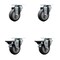 Service Caster 3.5'' Thermo Rubber Wheel Swivel Top Plate Caster Set with 2 Posi Brakes, 4PK SCC-20S3514-TPRB-2-PLB-2 - alternate 1